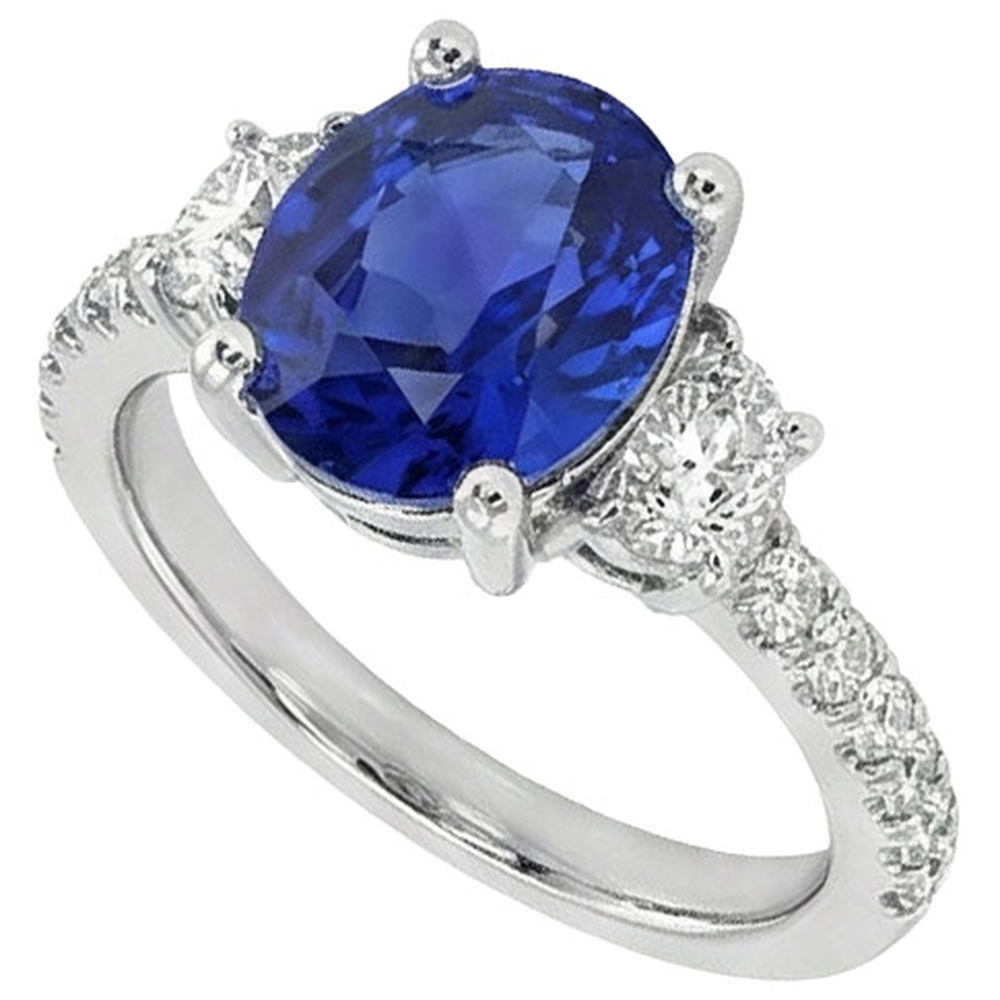 9 Ct Sapphire Ring Natural Earth Mined Diamond ( Not Lab Grown ) Jewelry