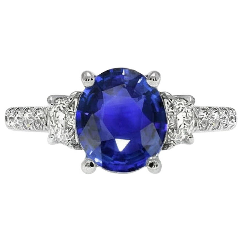 9 Ct Sapphire Ring Natural Earth Mined Diamond ( Not Lab Grown ) Jewelry