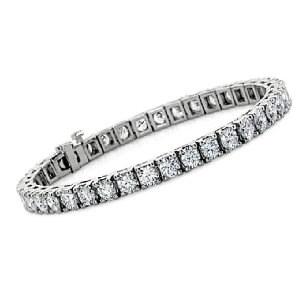 9.25 Ct Round Cut Lab Grown Diamonds Tennis Women Bracelet Solid
