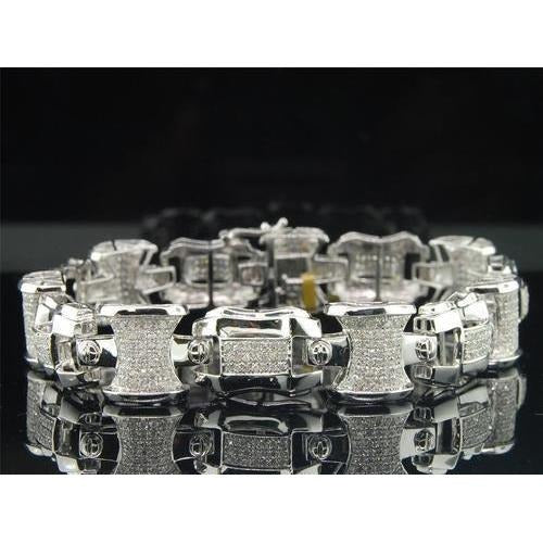 9.50 Carats Real Round Cut Diamond Men Bracelet White Gold 14K