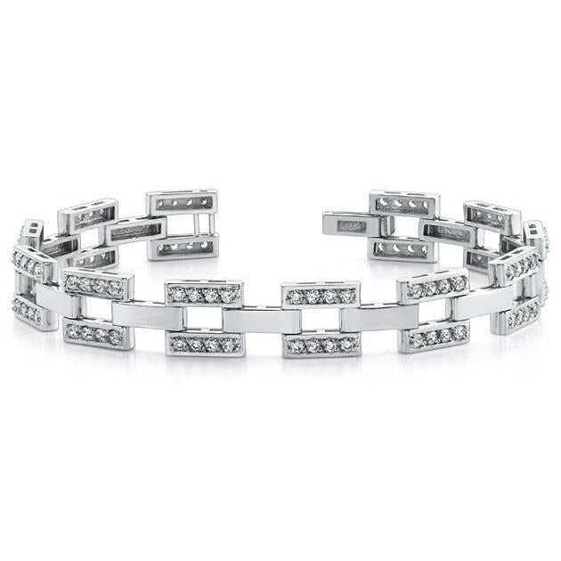 9.60 Ct Real Round Diamond Mens Bracelet Solid White Gold Fine Men Jewelry