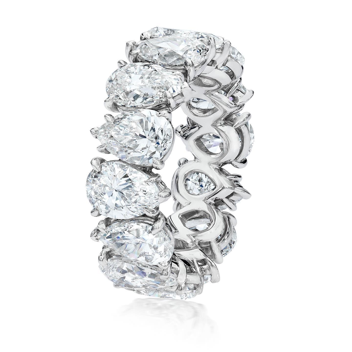 9.75 Carats Pear Cut Prong Set Lab Grown Diamond Eternity Band White Gold 14K