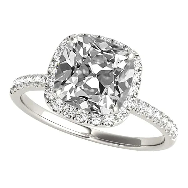 9 Carat Cushion Cut Real Diamond Halo Ring