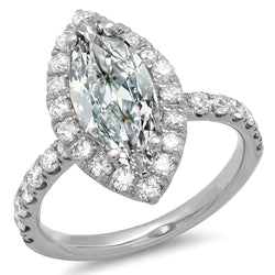 9 Carat Halo Marquise Genuine Natural Earth Mined Diamond Wedding Ring