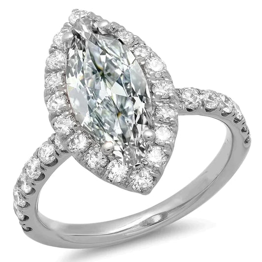 9 Carat Halo Marquise Genuine Diamond Wedding Ring