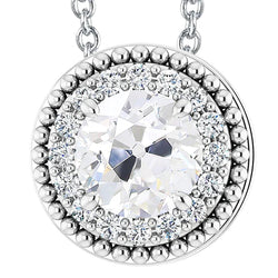 9 Carat Round Real Diamond Halo Pendant