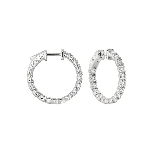 9 Carat Round Real Diamond Small Hoop Earrings