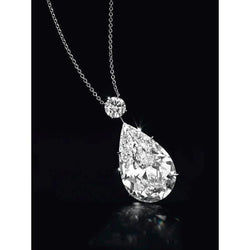 9 Carats Pear & Round Real Diamond Necklace Pendant Solid Gold Jewelry New