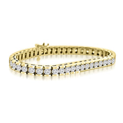 9 Carats Round Natural Diamonds Channel Set Tennis Bracelet Yellow Gold