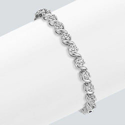 9 Carats White Round Real Diamond Link Tennis Bracelet Solid White Gold