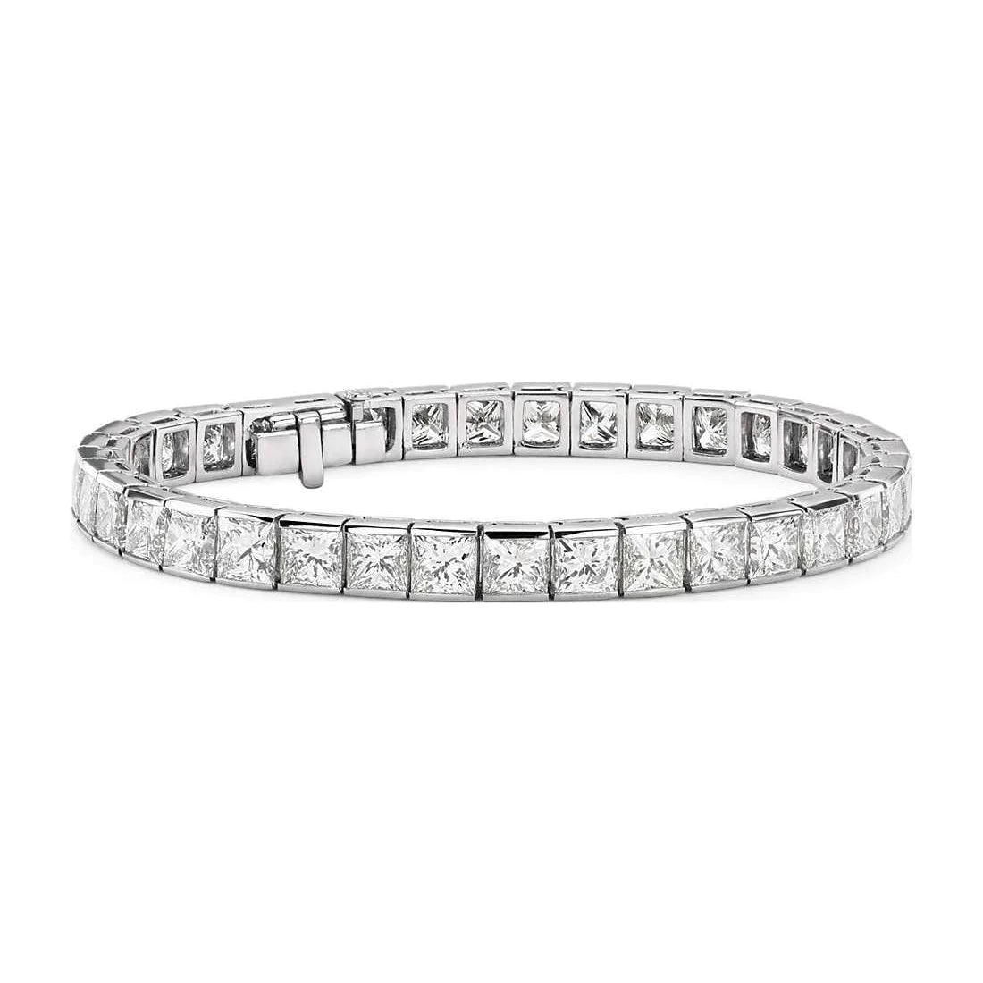 9 Ct Channel Set Princess Cut Real Diamond Tennis Bracelet White Gold 14K