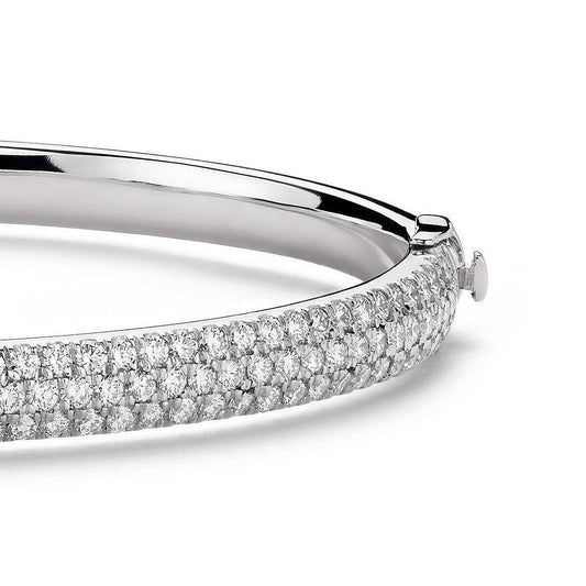 9 Ct Round Real Diamond Bangle 14K White Gold New