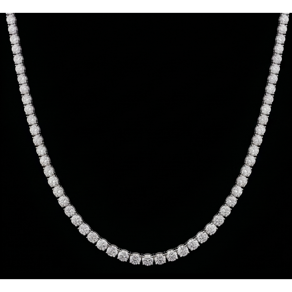 9 Carat Lab Grown Diamonds Tennis Necklace 14K White Gold 18 Inch Chain