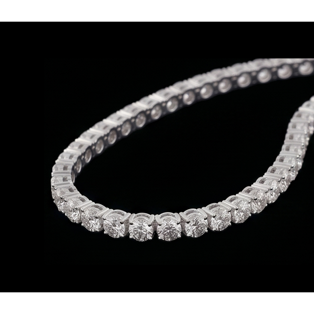 9 Carat Lab Grown Diamonds Tennis Necklace 14K White Gold 18 Inch Chain