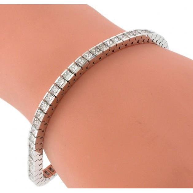 9 Carats Channel Set Princess Cut Lab Grown Diamond Tennis Bracelet White