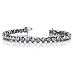 9 Carats Lab Grown Diamonds Bezel Set Tennis Round Cut Bracelet White Gold