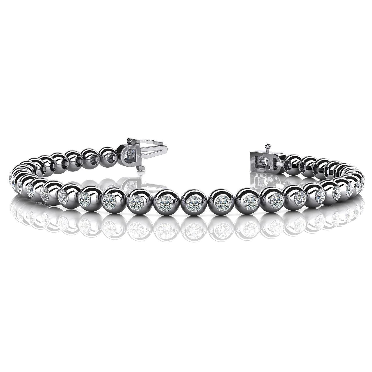 9 Carats Lab Grown Diamonds Bezel Set Tennis Round Cut Bracelet White Gold