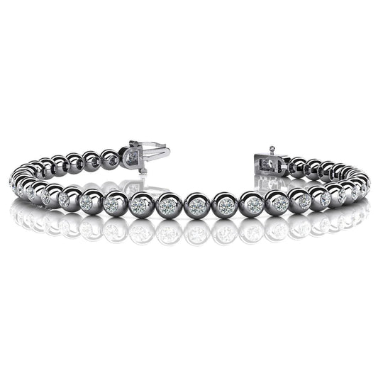 9 Carats Lab Grown Diamonds Bezel Set Tennis Round Cut Bracelet White Gold