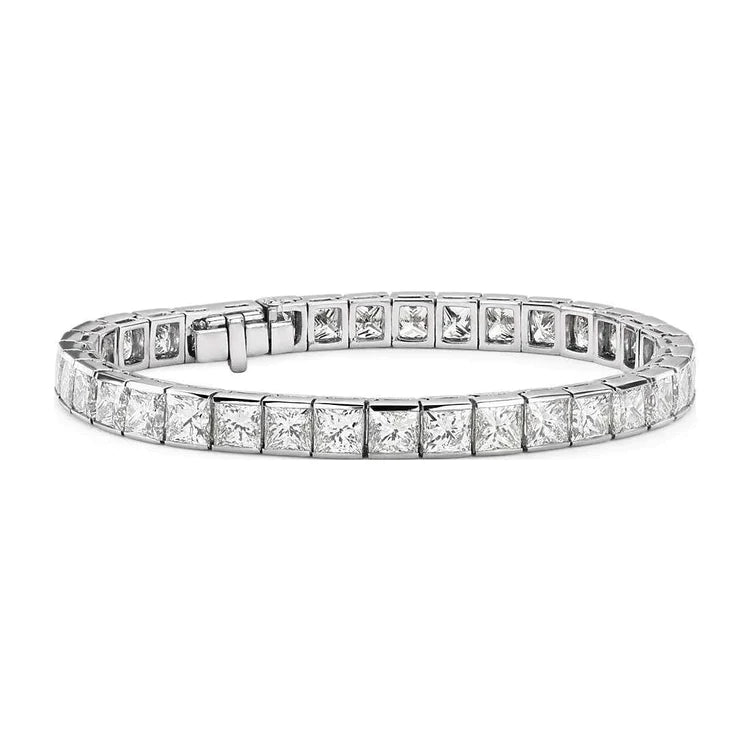 9 Ct Princess Cut Gorgeous Lab Grown Diamond Tennis Bracelet Solid Gold Jewelry