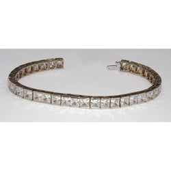 9 Ct Princess Lab Grown Diamonds Tennis Bracelet WG 14K Customized
