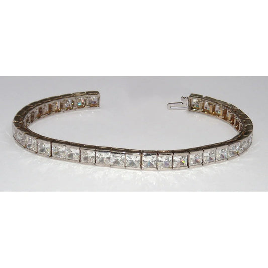 9 Ct Princess Lab Grown Diamonds Tennis Bracelet WG 14K Customized