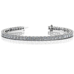 9 Ct Princess Cut Lab Grown Diamond Ladies Tennis Bracelet White Gold Jewelry