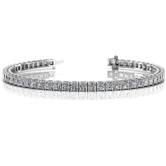 9 Ct Real Princess Cut Lab Grown Diamond Ladies Tennis Bracelet White Gold Jewelry
