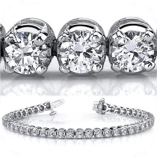 9 Ct Round Cut Prong Setting Lab Grown Diamonds Tennis Bracelet White Gold