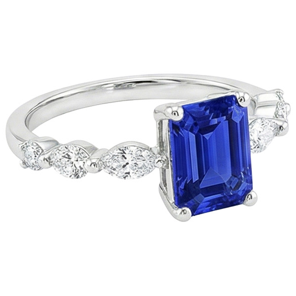 natural emerald sapphire 4.50ct ring top view