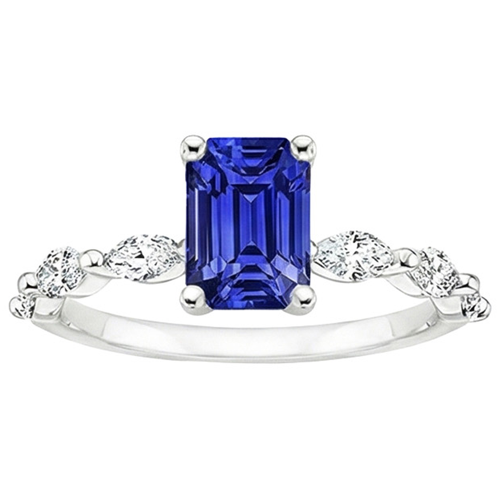 natural emerald sapphire 4.50ct ring profile view