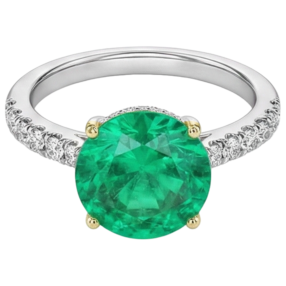 Shimmering Fine Emerald Precious Stone Ring 3.50 ct – profile view