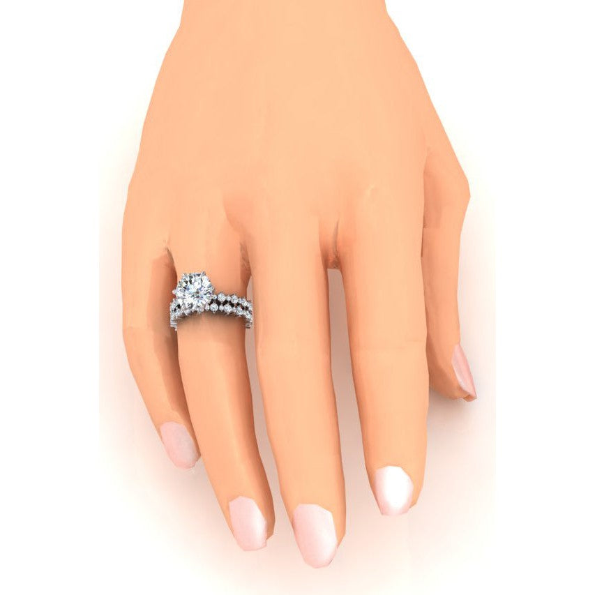Alternating Real Diamond Size Engagement Ring and Band Set