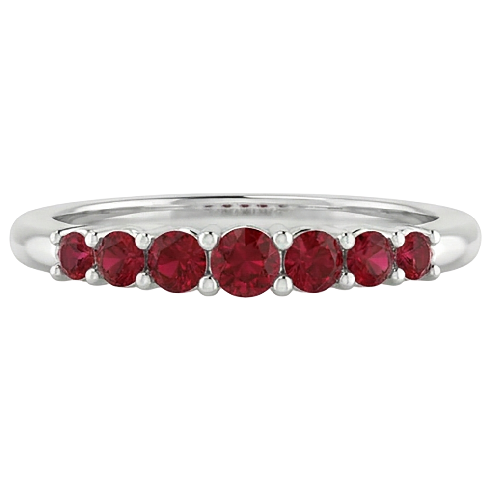 Anniversary Band Burmese Rubies 1 Carat 14K White Gold Jewelry