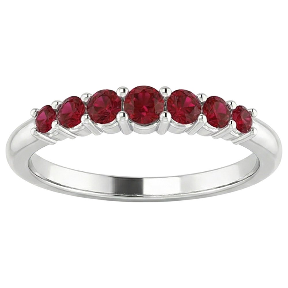 Anniversary Band Burmese Rubies 1 Carat 14K White Gold Jewelry