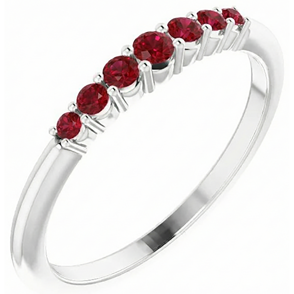 Anniversary Band Burmese Rubies 1 Carat 14K White Gold Jewelry