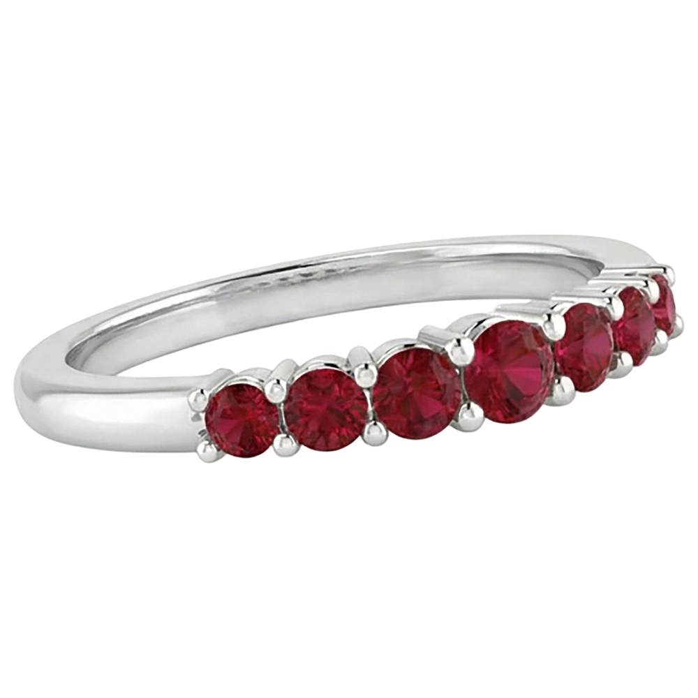 Anniversary Band Burmese Rubies 1 Carat 14K White Gold Jewelry