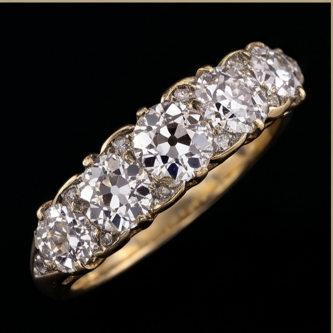 Anniversary Band Round Old Miner Natural Earth Mined Diamond ( Not Lab Grown ) 5 Stone Jewelry 5 Carats