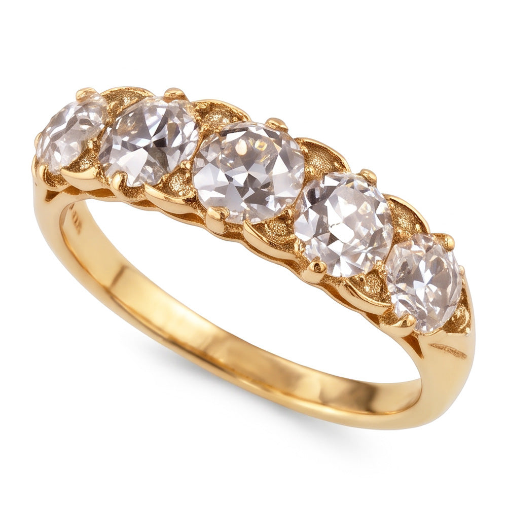 Anniversary Band Round Old Miner Natural Earth Mined Diamond ( Not Lab Grown ) 5 Stone Jewelry 5 Carats