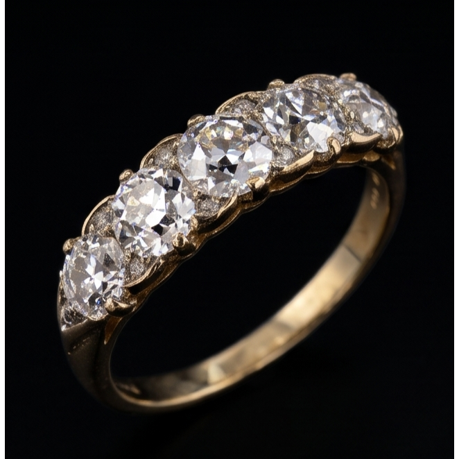 Anniversary Band Round Old Miner Natural Earth Mined Diamond ( Not Lab Grown ) 5 Stone Jewelry 5 Carats