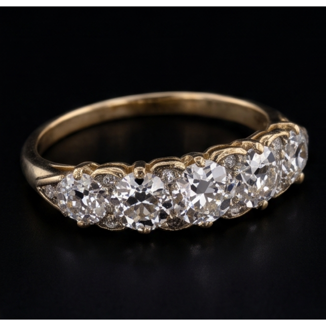 Anniversary Band Round Old Miner Natural Earth Mined Diamond ( Not Lab Grown ) 5 Stone Jewelry 5 Carats