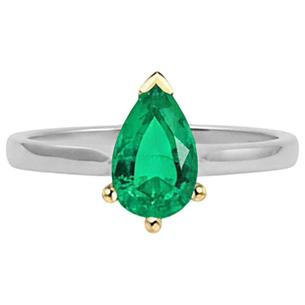 Genuine Fine Emerald Colored Stone Ring – side view