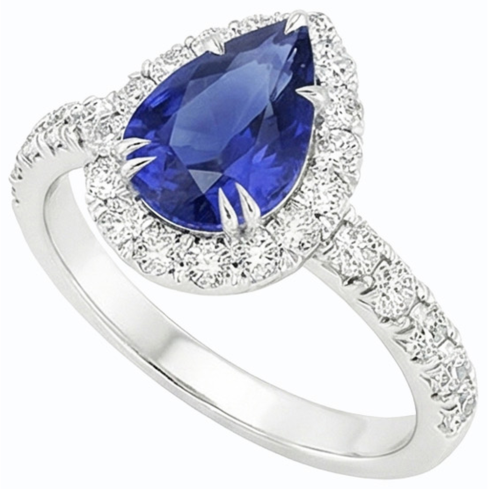 natural round sapphire 4.50ct ring close up detail