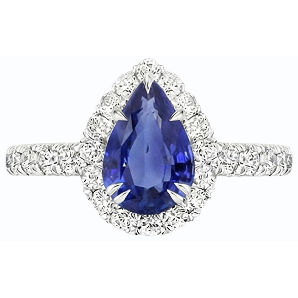 natural round sapphire 4.50ct ring top view