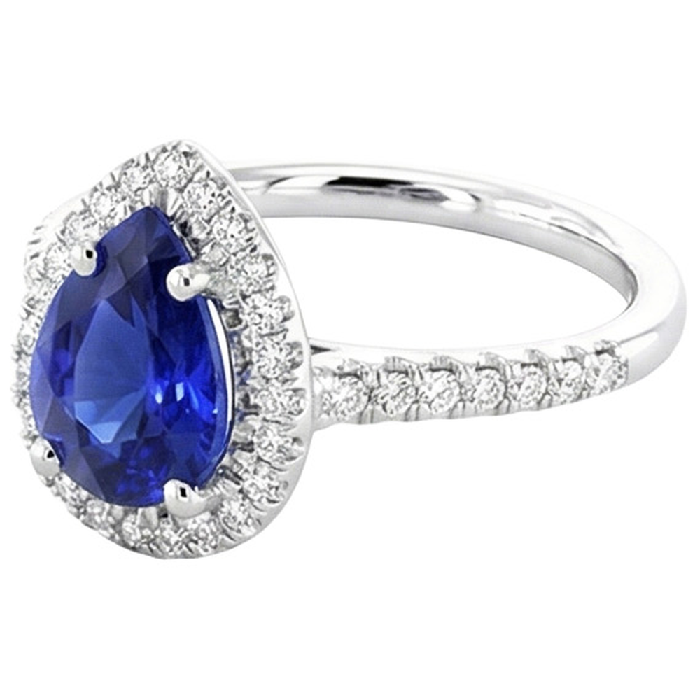 natural round sapphire 3.25ct ring profile view