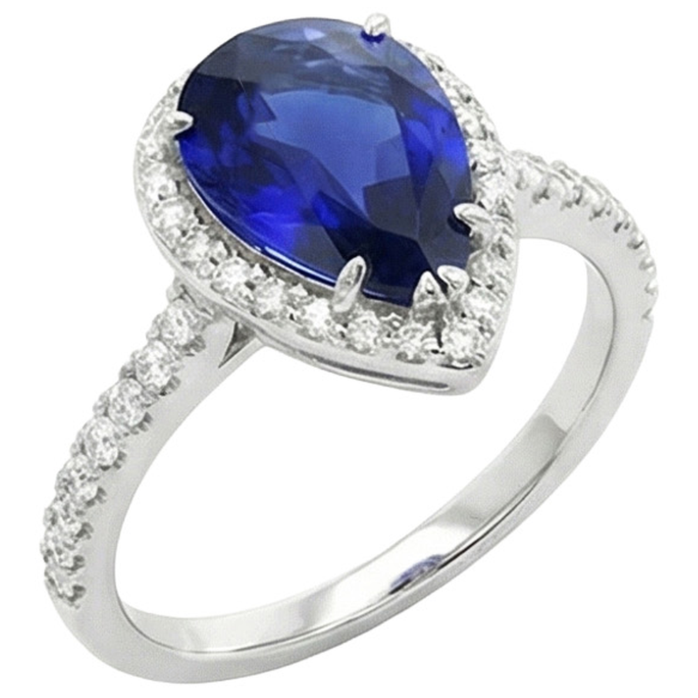 natural round sapphire 4.50ct ring front view