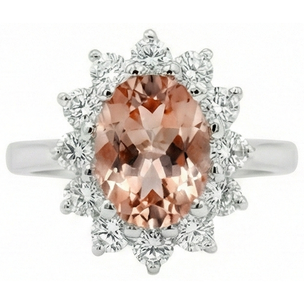 natural round morganite 11ct ring side angle