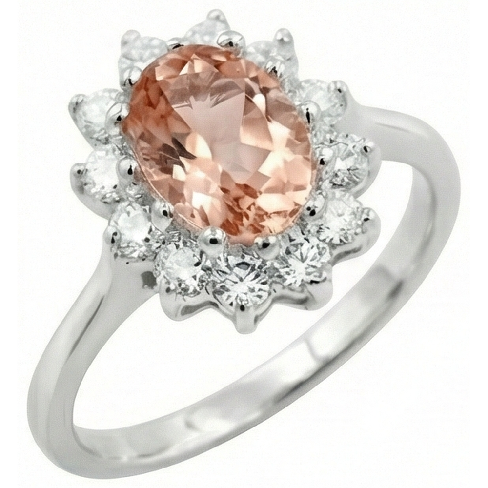 natural round morganite 11ct ring top view