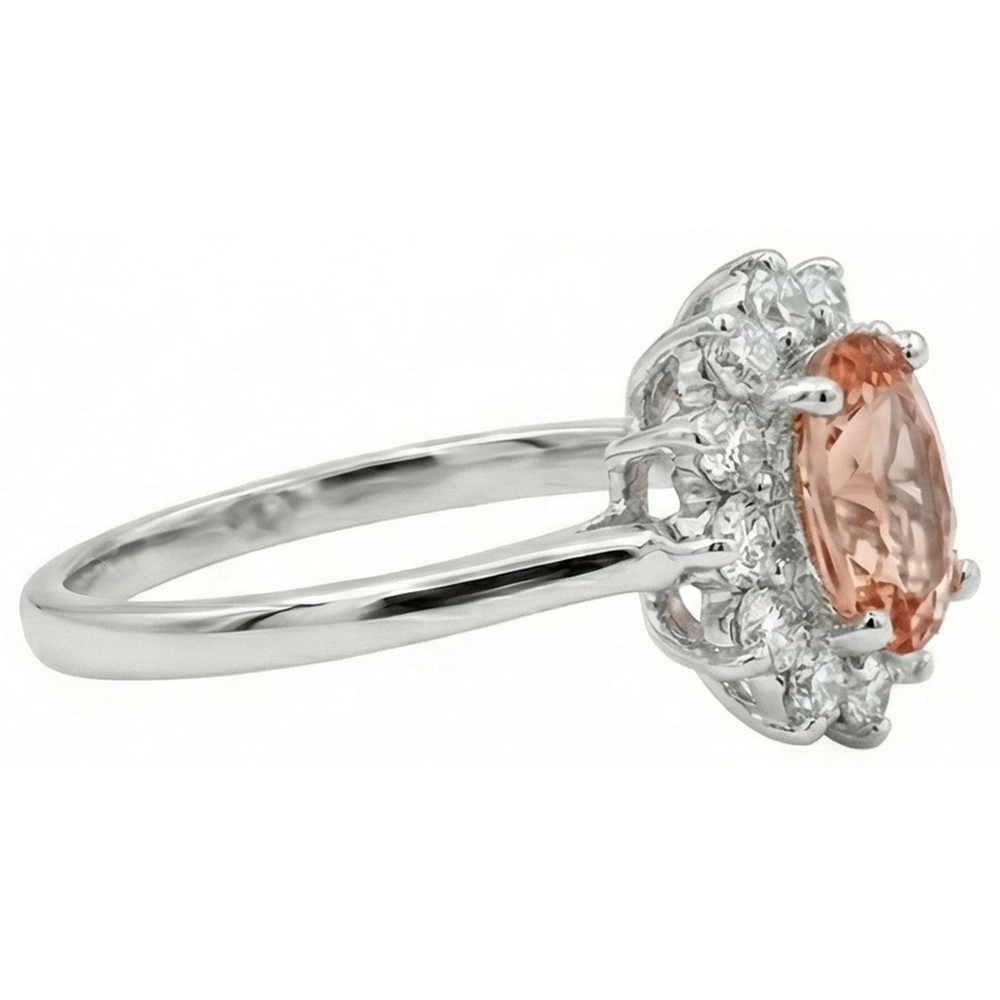 natural round morganite 11ct ring profile view