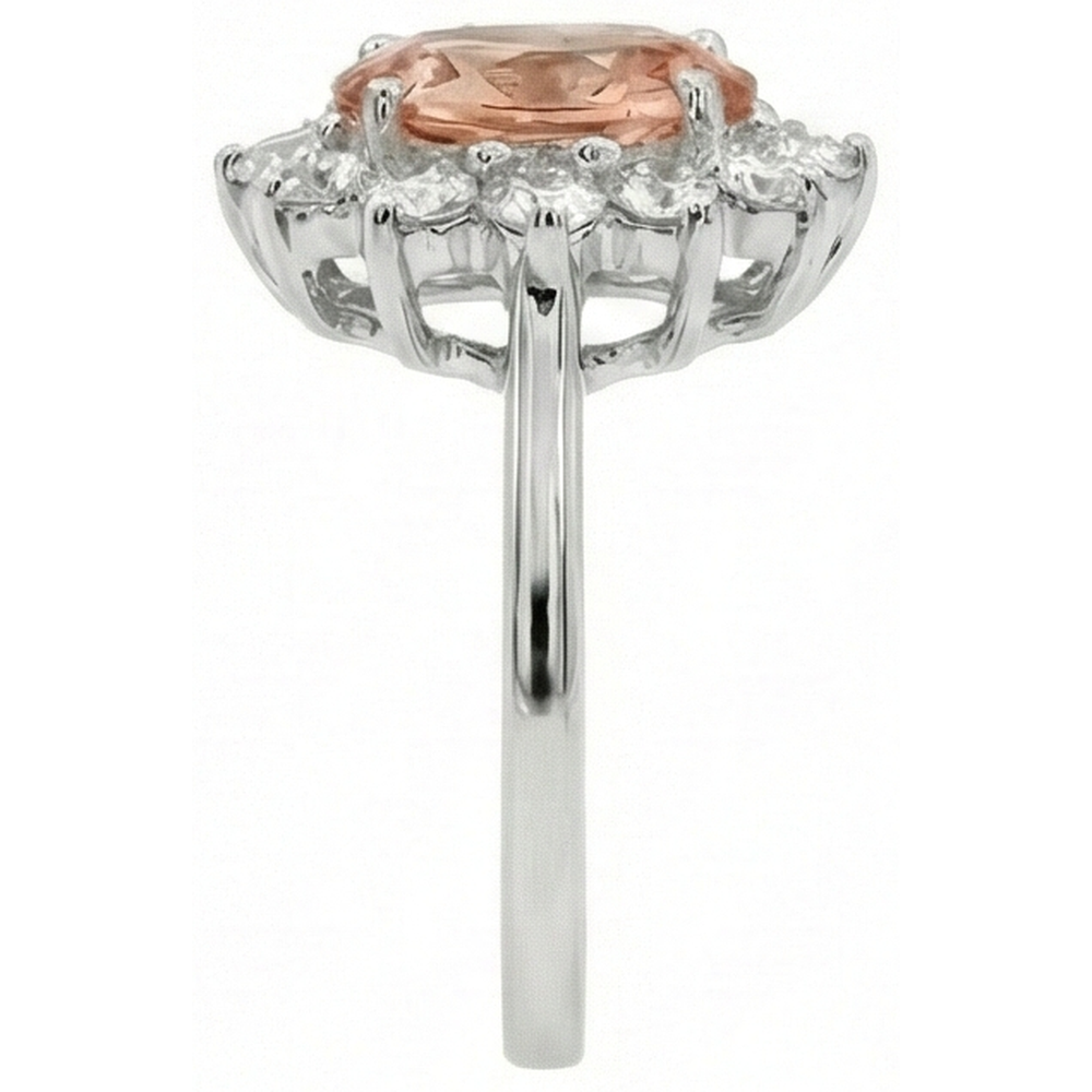 natural round morganite 11ct ring on white background