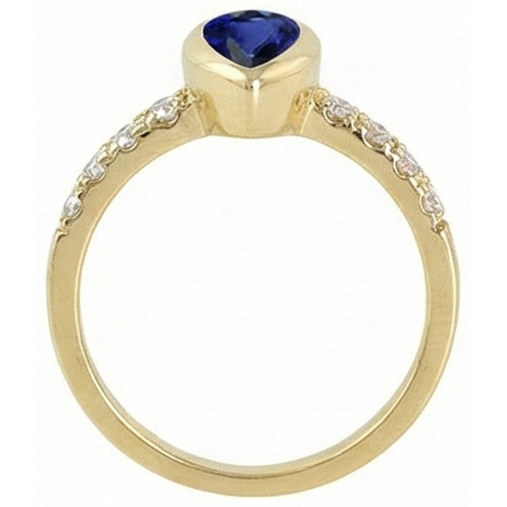 Anniversary Ring Bezel Set Pear Blue Sapphire 2 Carats With Accents